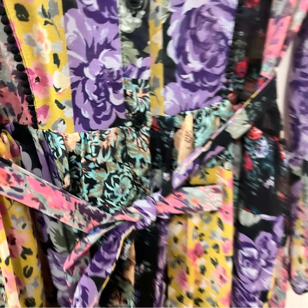 ZARA Amelia Patchwork Floral Button Front Tie Dre… - image 10